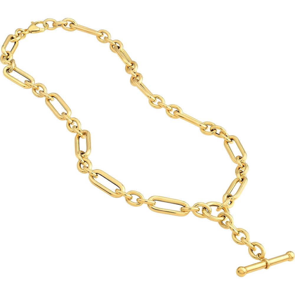 Olas d'Oro - 14K Yellow Gold 3+1 Paper Clip Lariat Necklace with Pear Shape Lobster Clasp
