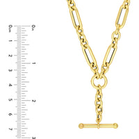Olas d'Oro - 14K Yellow Gold 3+1 Paper Clip Lariat Necklace with Pear Shape Lobster Clasp