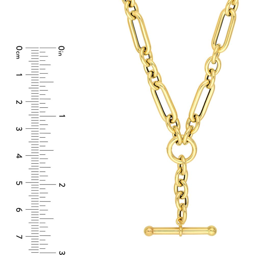Olas d'Oro - 14K Yellow Gold 3+1 Paper Clip Lariat Necklace with Pear Shape Lobster Clasp