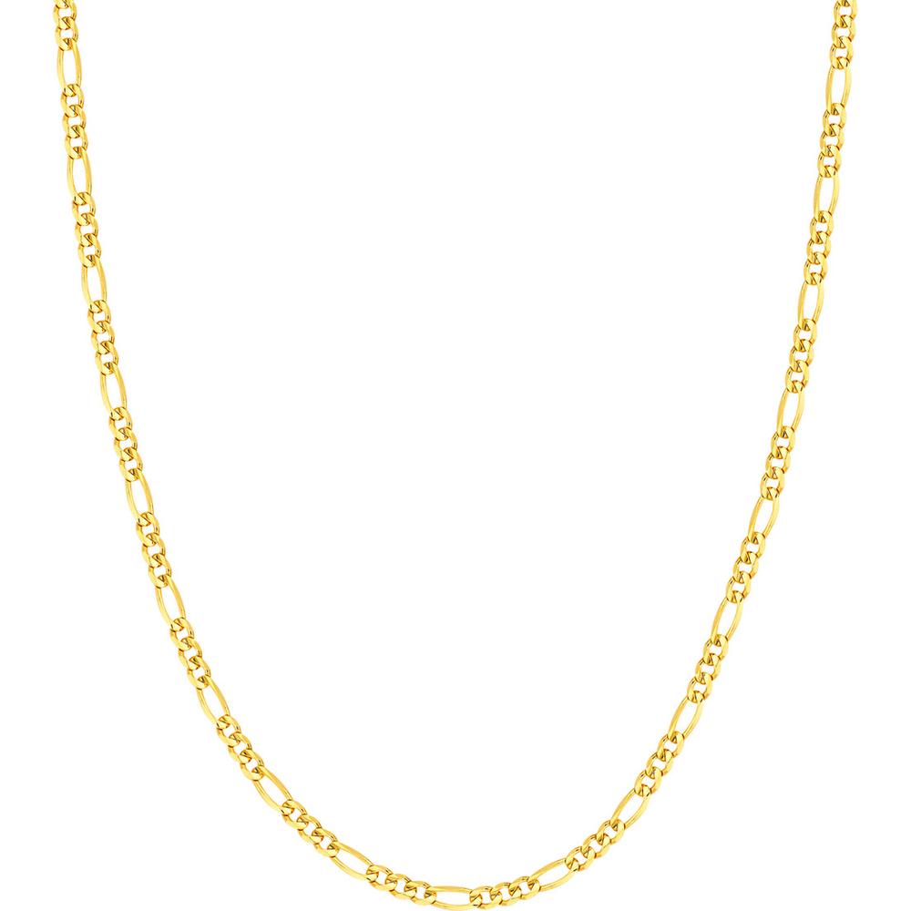 Olas d'Oro - 14K Yellow Gold 3.20mm Concave Figaro Chain Necklace with Lobster Lock - 18" - 6.86 Grams