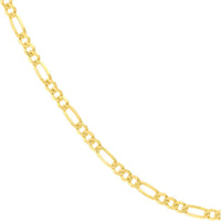 Olas d'Oro - 14K Yellow Gold 3.20mm Concave Figaro Chain Necklace with Lobster Lock - 18" - 6.86 Grams