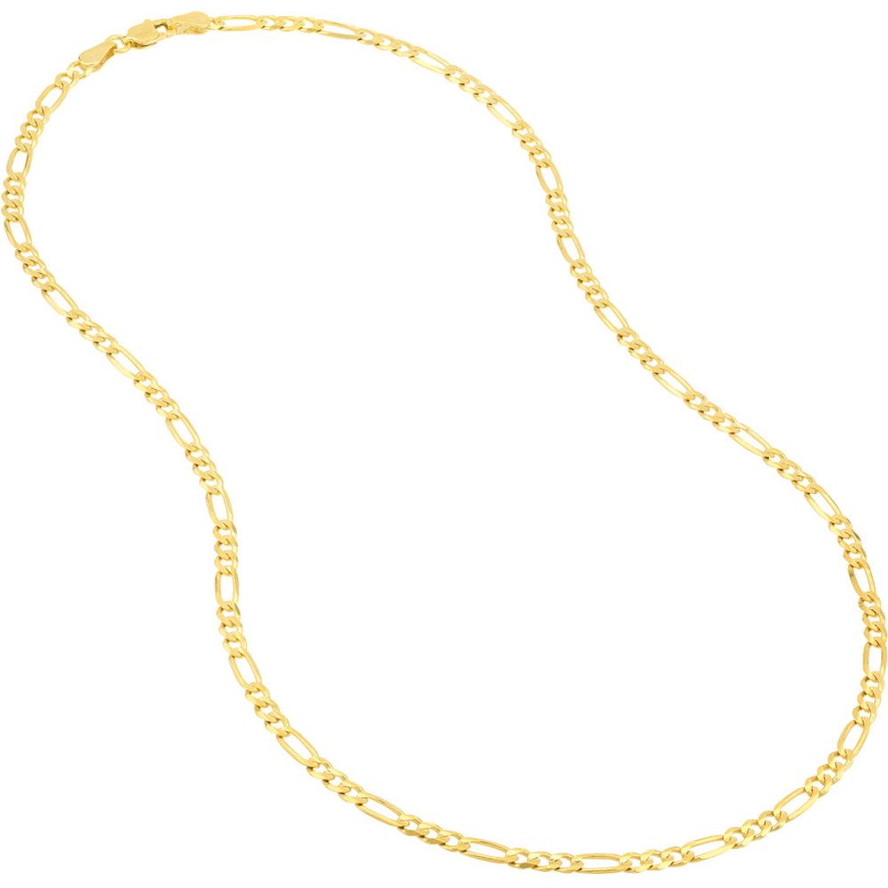Olas d'Oro - 14K Yellow Gold 3.20mm Concave Figaro Chain Necklace with Lobster Lock 20 Inches