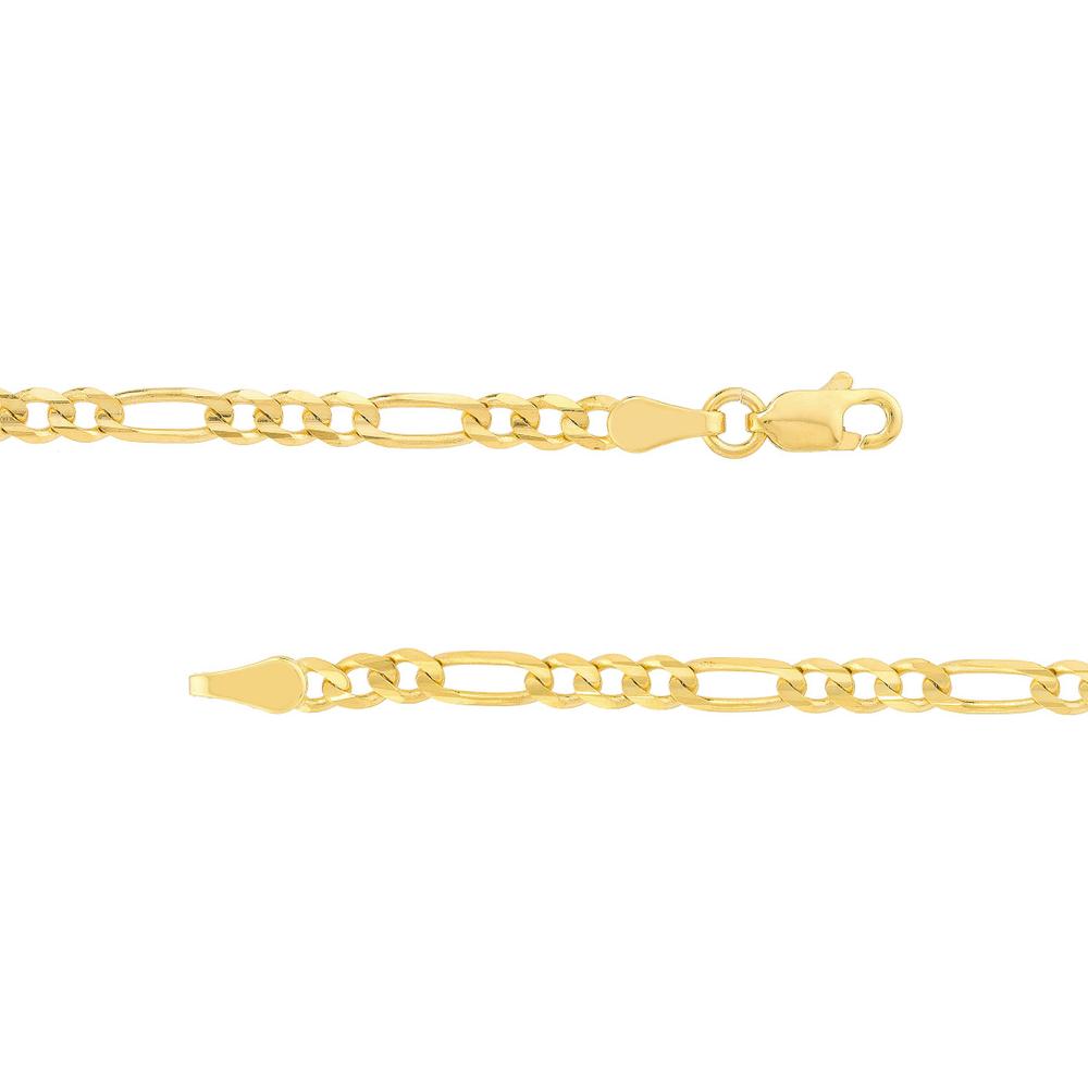 Olas d'Oro - 14K Yellow Gold 3.20mm Concave Figaro Necklace with Lobster Lock - 6.13 Grams