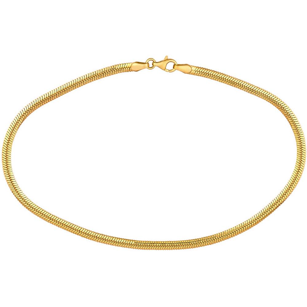 Olas d'Oro - 14K Yellow Gold 3.20mm Snake Chain Anklet with Pear Shape Lobster Clasp