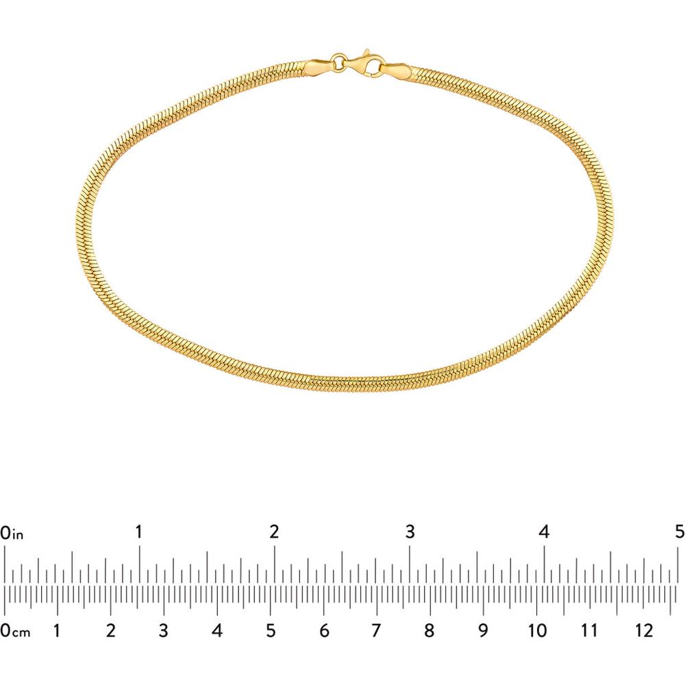 Olas d'Oro - 14K Yellow Gold 3.20mm Snake Chain Anklet with Pear Shape Lobster Clasp