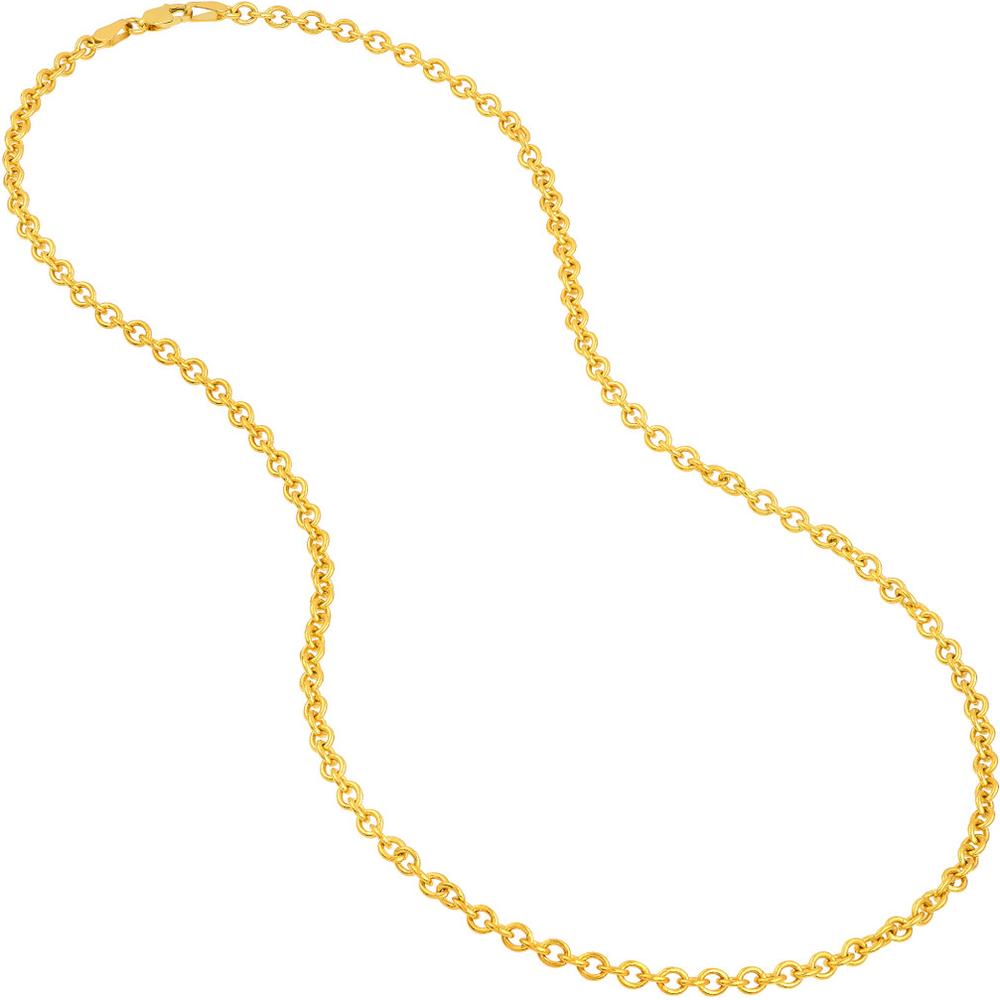 Olas d'Oro - 14K Yellow Gold 3.30mm Open Cable Link Chain Necklace - 18 Inches, 11.23 Grams