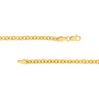 Olas d'Oro - 14K Yellow Gold 3.30mm Open Cable Link Chain Necklace - 18 Inches, 11.23 Grams