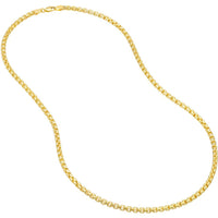 Olas d'Oro - 14K Yellow Gold 3.3mm Solid Round Box Chain Bracelet with Lobster Lock - 8.50"