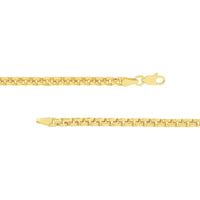 Olas d'Oro - 14K Yellow Gold 3.3mm Solid Round Box Chain Necklace with Lobster Lock - 20" Length