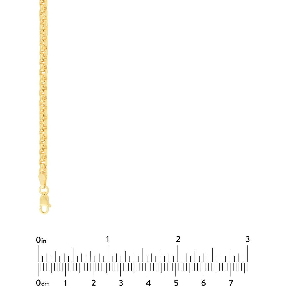 Olas d'Oro - 14K Yellow Gold 3.3mm Solid Round Box Chain Necklace with Lobster Lock - 20" Length