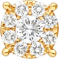 Olas d'Oro - 14K Yellow Gold 3/4 Carat Total Round Diamond Halo Stud Earrings