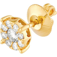 Olas d'Oro - 14K Yellow Gold 3/4 Carat Total Round Diamond Halo Stud Earrings