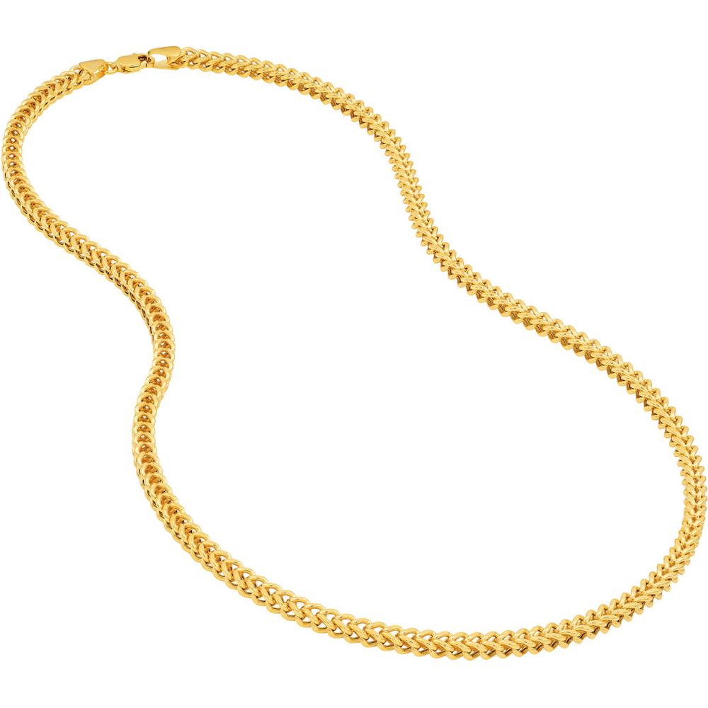 Olas d'Oro - 14K Yellow Gold 3.40mm Hollow Square Franco Chain 7" Bracelet - 5.63 Grams Total Weight
