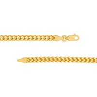 Olas d'Oro - 14K Yellow Gold 3.40mm Hollow Square Franco Chain 7" Bracelet - 5.63 Grams Total Weight