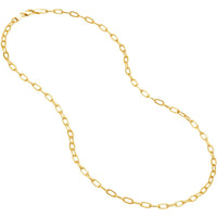 Olas d'Oro - 14K Yellow Gold 3.45mm Paper Clip Chain Necklace with Lobster Clasp - 30 Inches