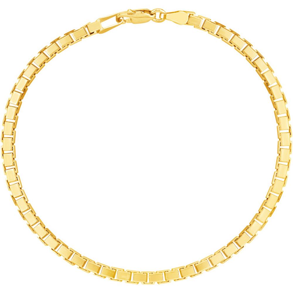 Olas d'Oro - 14K Yellow Gold 3.4mm Box Chain Bracelet with Spring Ring - 17.89 Grams