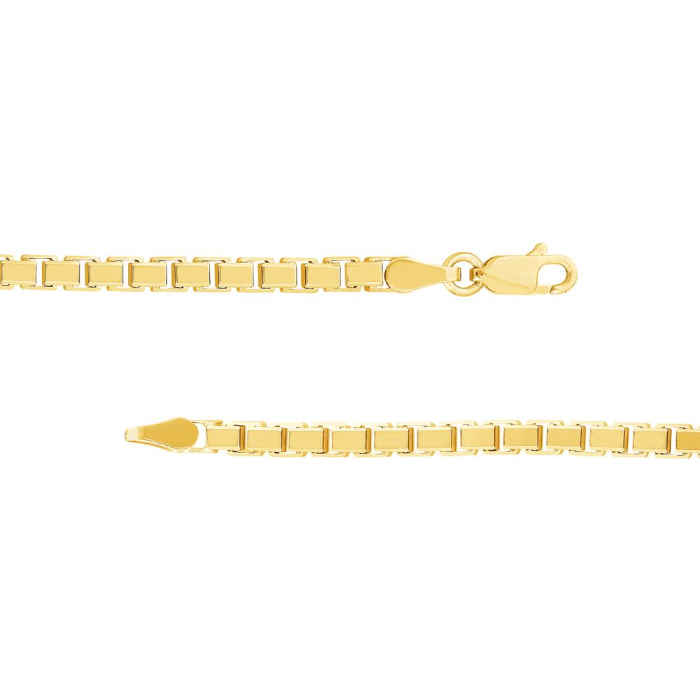 Olas d'Oro - 14K Yellow Gold 3.4mm Box Chain Bracelet with Spring Ring - 17.89 Grams