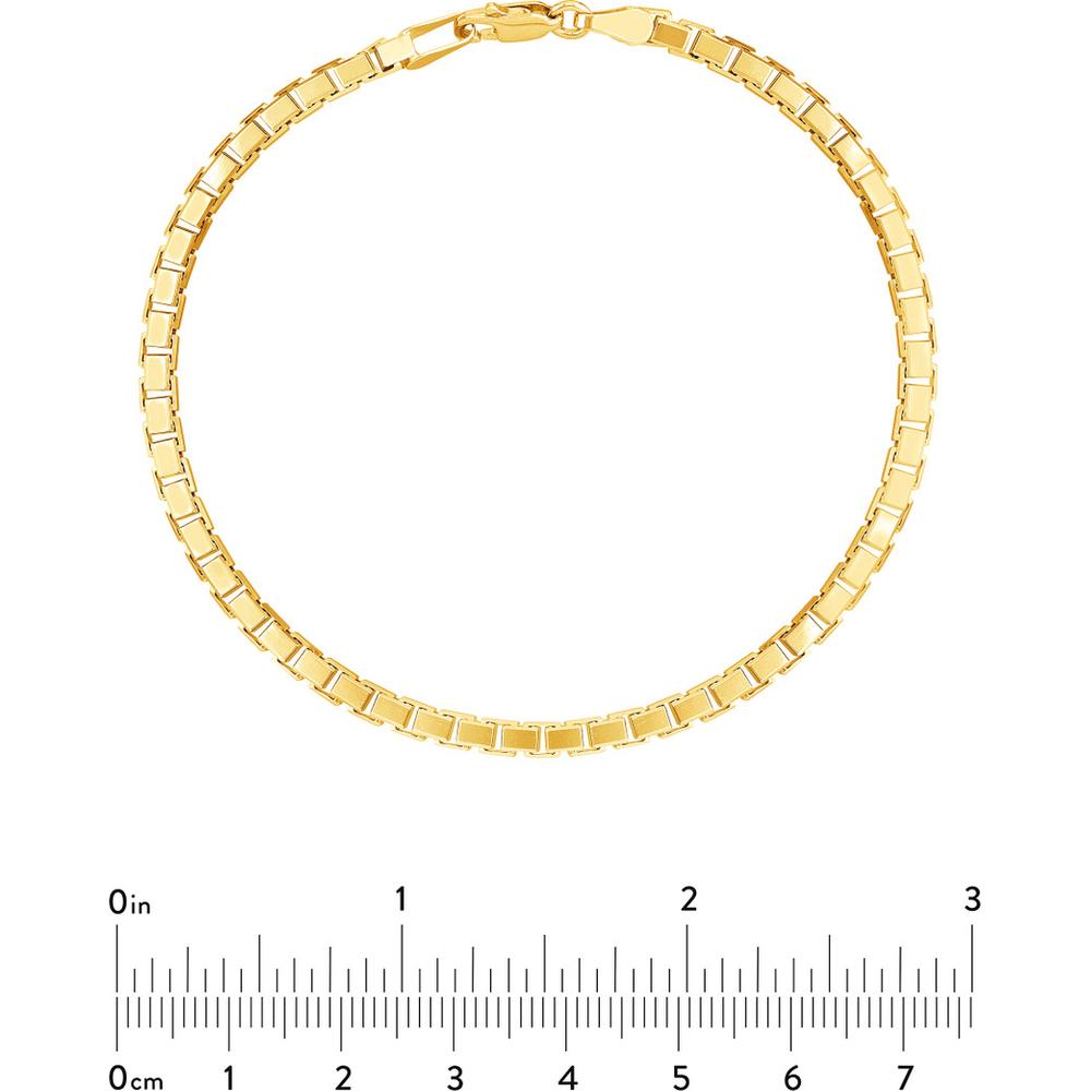 Olas d'Oro - 14K Yellow Gold 3.4mm Box Chain Bracelet with Spring Ring - 17.89 Grams