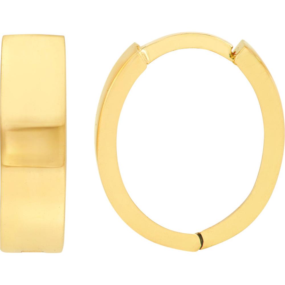Olas d'Oro - 14K Yellow Gold 3.5mm Oval Hoop Earrings - 2.15 Grams Total Weight