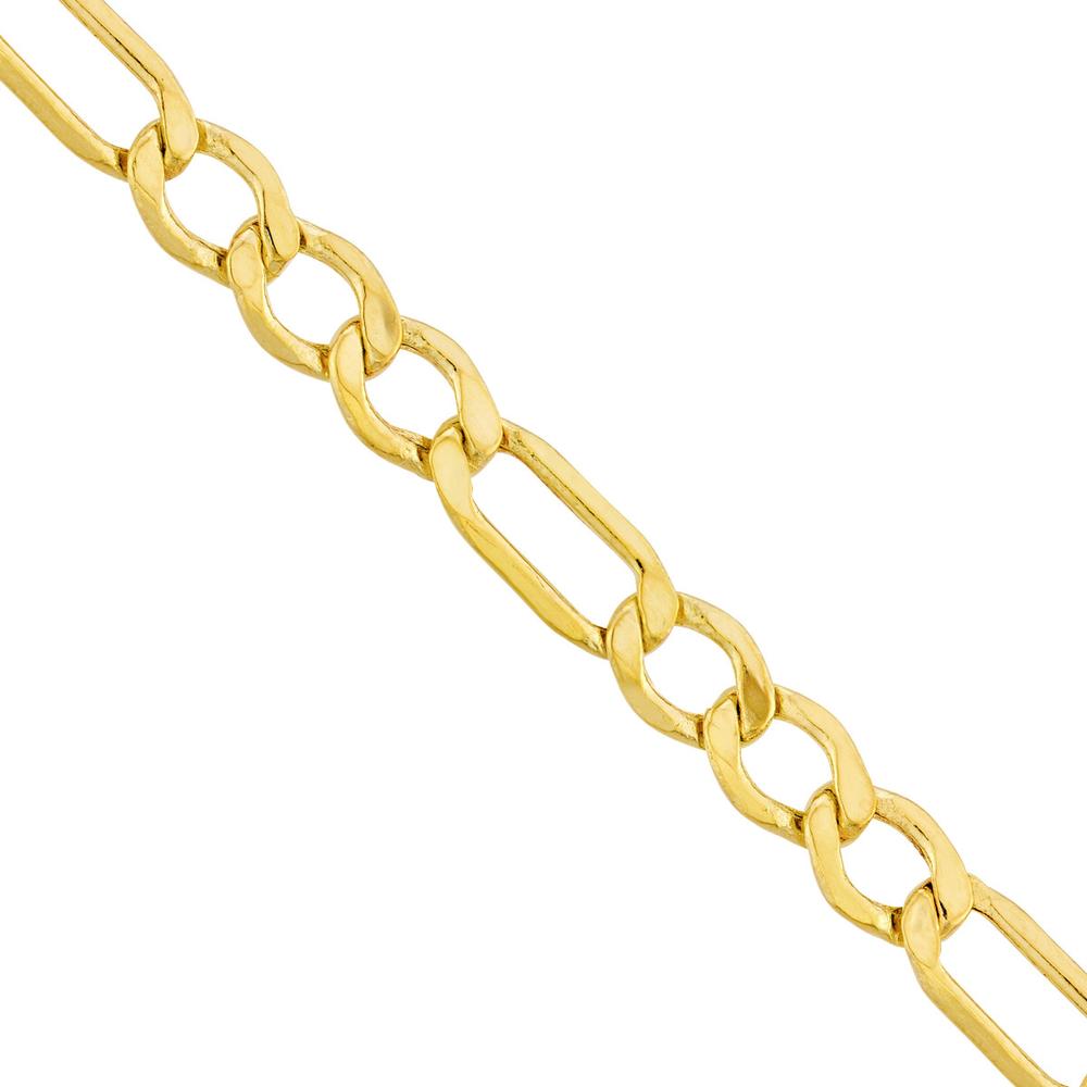 Olas d'Oro - 14K Yellow Gold 3.60mm Hollow Diamond-Cut Figaro Chain Necklace - 24 Inches