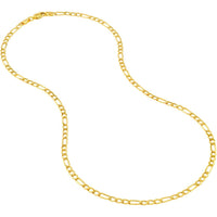 Olas d'Oro - 14K Yellow Gold 3.60mm Hollow Diamond-Cut Figaro Chain Necklace - 24 Inches