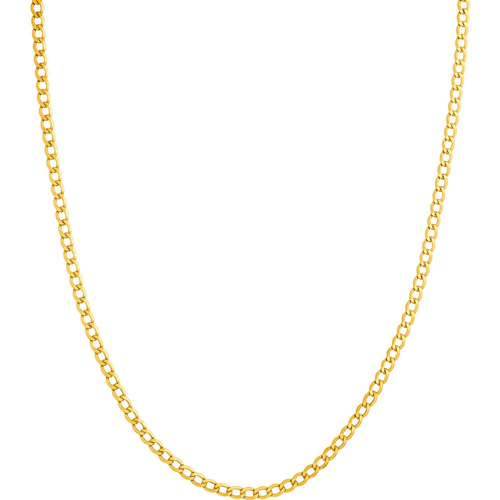 Olas d'Oro - 14K Yellow Gold 3.70mm Hollow Diamond-Cut Curb Chain Bracelet - 7" Length