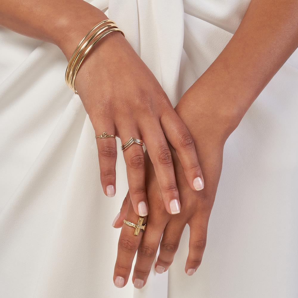 Olas d'Oro - 14K Yellow Gold 3.7mm Slip-On Wedding Band Tube Bangle