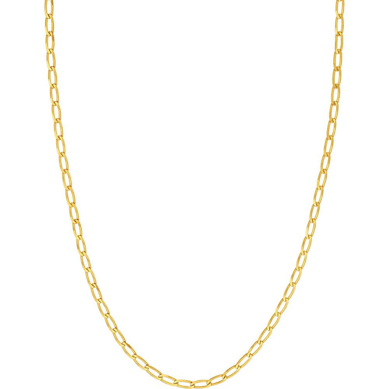 Olas d'Oro - 14K Yellow Gold 3.80mm Long Link Curb Chain Necklace - 24" Length, 12.86 Grams