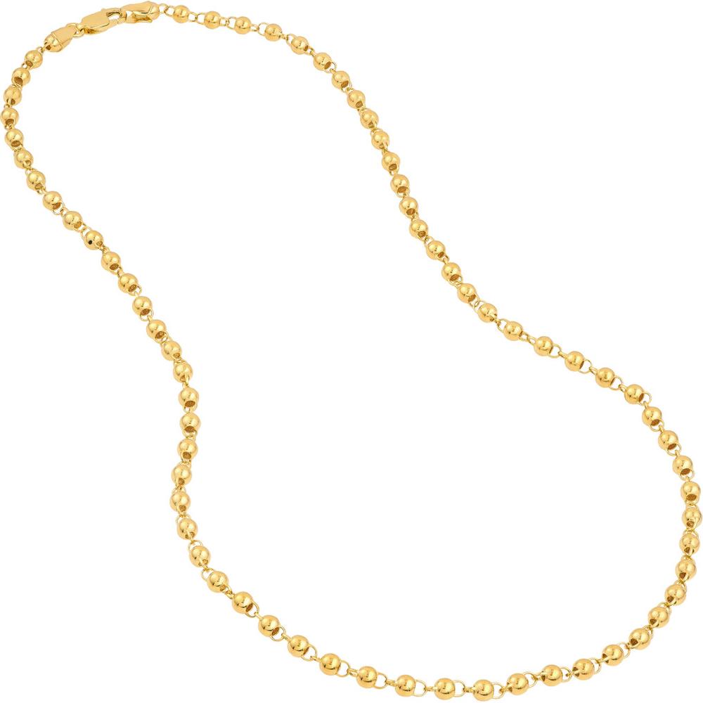 Olas d'Oro - 14K Yellow Gold 3.90mm Round Bead Chain Necklace - 19.75" - 11.45 Grams