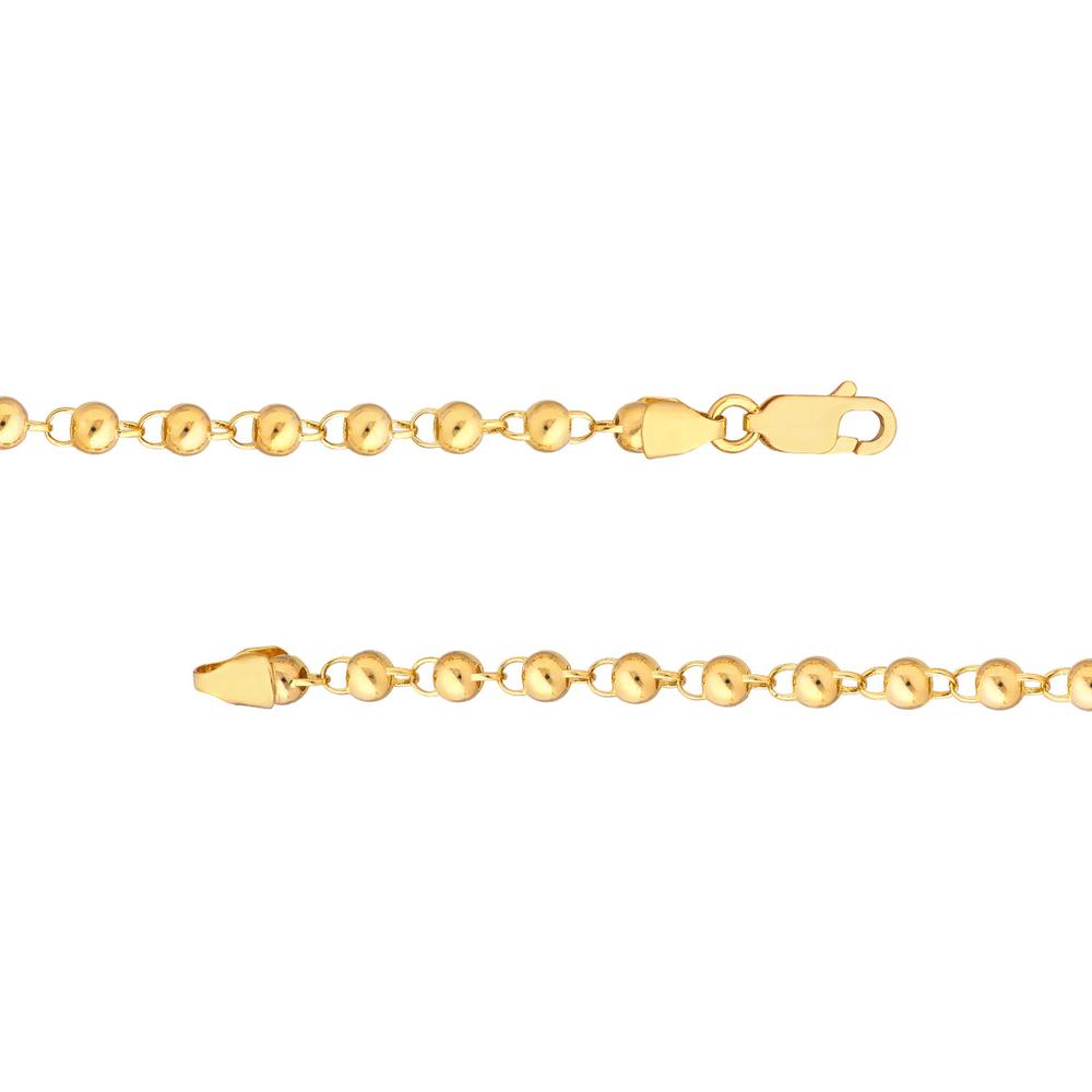 Olas d'Oro - 14K Yellow Gold 3.90mm Round Bead Chain Necklace - 19.75" - 11.45 Grams
