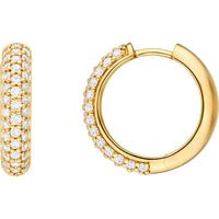 Olas d'Oro - 14K Yellow Gold 3-Row Diamond Pave Huggies - 0.78 Carat Total Diamond Weight