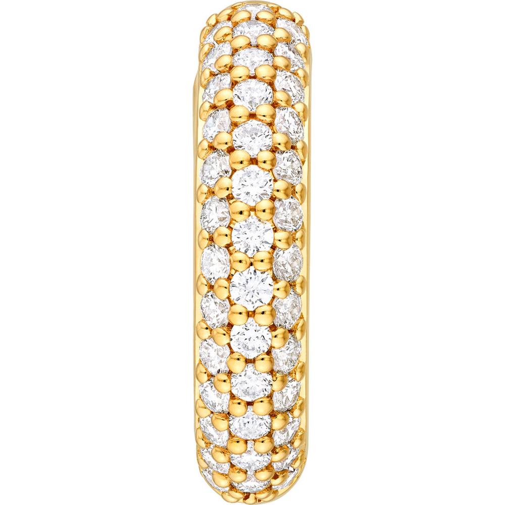 Olas d'Oro - 14K Yellow Gold 3-Row Diamond Pave Huggies - 0.78 Carat Total Diamond Weight