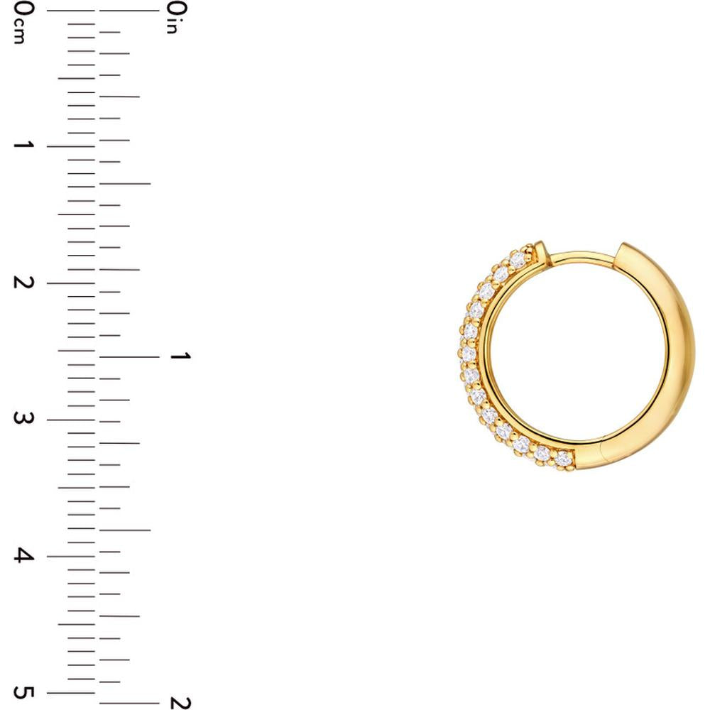 Olas d'Oro - 14K Yellow Gold 3-Row Diamond Pave Huggies - 0.78 Carat Total Diamond Weight