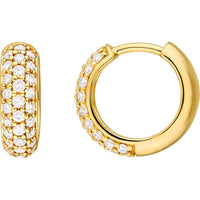 Olas d'Oro - 14K Yellow Gold 3-Row Diamond Pave Huggies - 1/2 Carat Total Diamond Weight