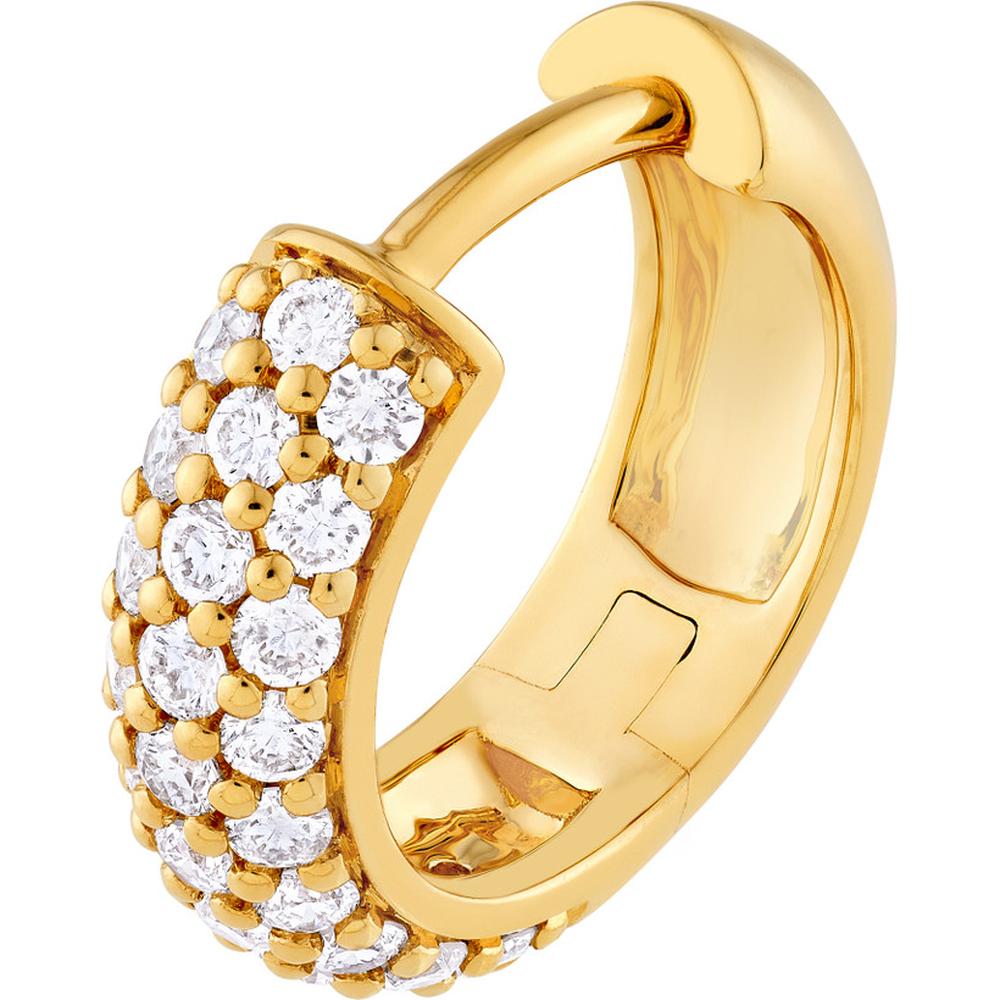 Olas d'Oro - 14K Yellow Gold 3-Row Diamond Pave Huggies - 1/2 Carat Total Diamond Weight