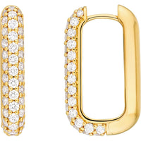 Olas d'Oro - 14K Yellow Gold 3 Row Pave Diamond Paper Clip Earrings - 1.40 Carat Total Diamond Weight
