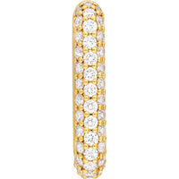 Olas d'Oro - 14K Yellow Gold 3 Row Pave Diamond Paper Clip Earrings - 1.40 Carat Total Diamond Weight