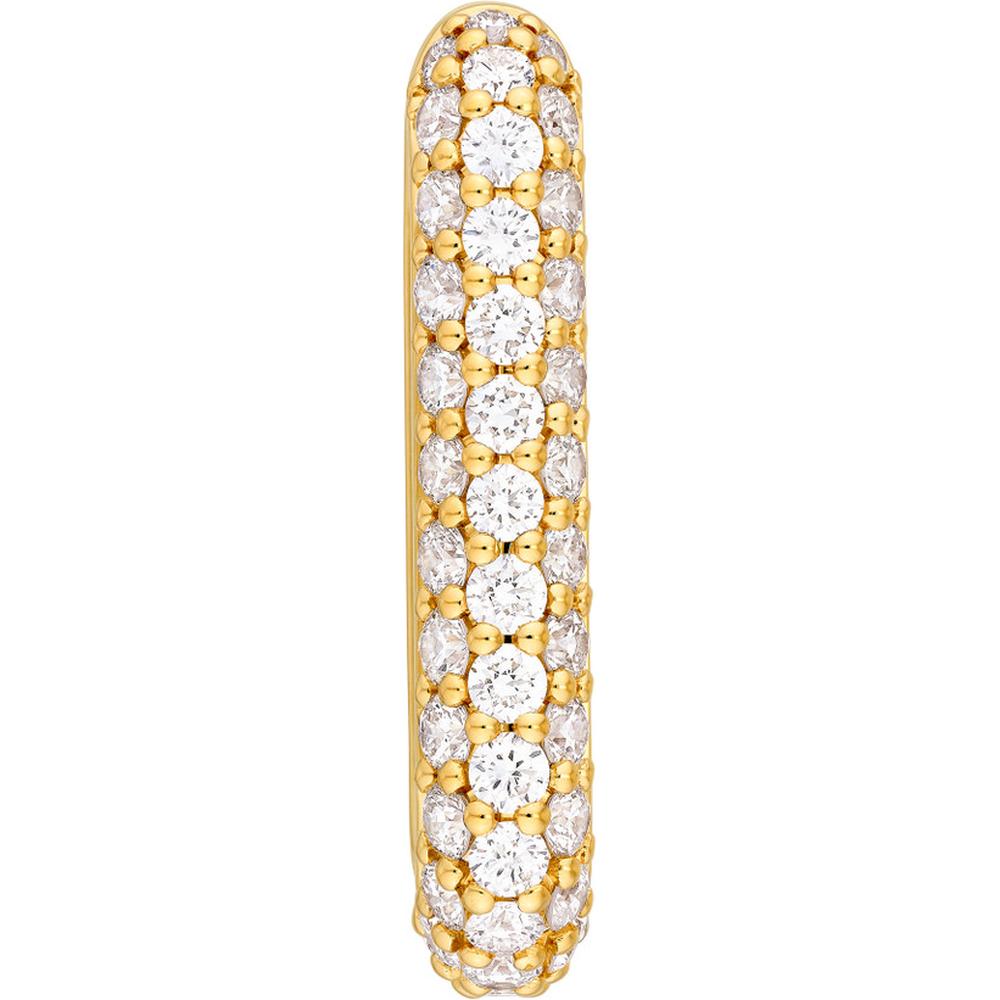 Olas d'Oro - 14K Yellow Gold 3 Row Pave Diamond Paper Clip Earrings - 1.40 Carat Total Diamond Weight