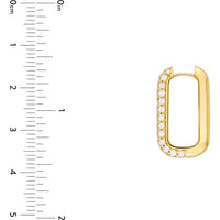 Olas d'Oro - 14K Yellow Gold 3 Row Pave Diamond Paper Clip Earrings - 1.40 Carat Total Diamond Weight