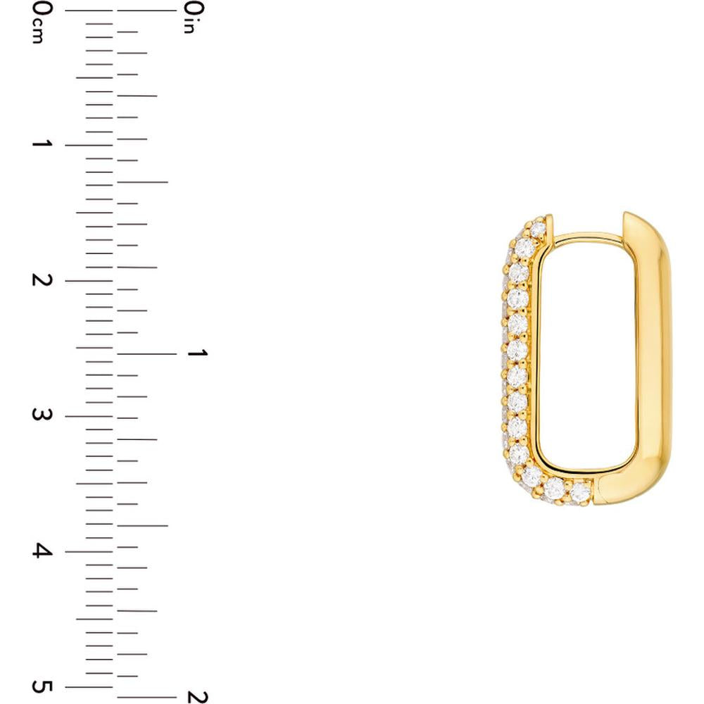 Olas d'Oro - 14K Yellow Gold 3 Row Pave Diamond Paper Clip Earrings - 1.40 Carat Total Diamond Weight