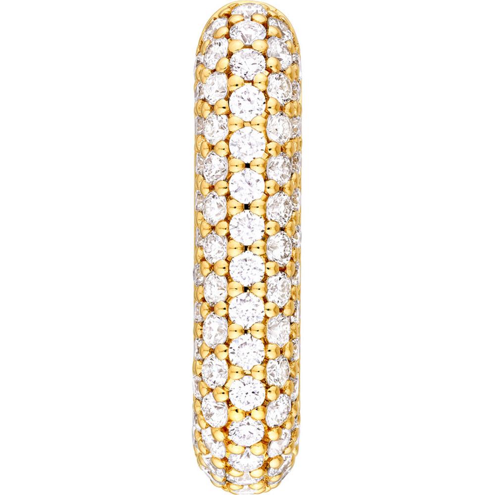 Olas d'Oro - 14K Yellow Gold 3 Row Pave Diamond Paper Clip Huggie Earrings - 1.11 Carat Total Diamond Weight