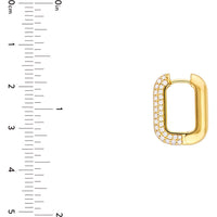 Olas d'Oro - 14K Yellow Gold 3 Row Pave Diamond Paper Clip Huggie Earrings - 1.11 Carat Total Diamond Weight