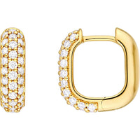 Olas d'Oro - 14K Yellow Gold 3-Row Pave Diamond Paper Clip Huggies - 5/8 Carat Total Diamond Weight