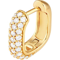 Olas d'Oro - 14K Yellow Gold 3-Row Pave Diamond Paper Clip Huggies - 5/8 Carat Total Diamond Weight