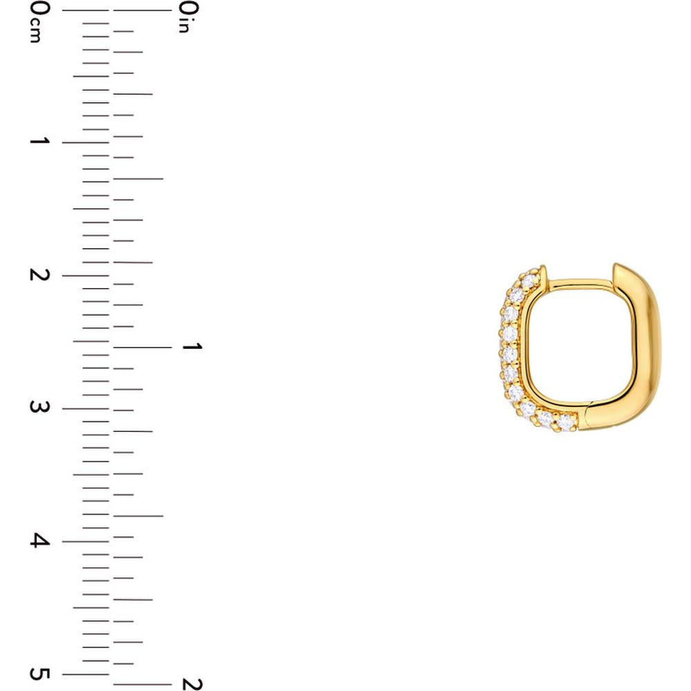 Olas d'Oro - 14K Yellow Gold 3-Row Pave Diamond Paper Clip Huggies - 5/8 Carat Total Diamond Weight