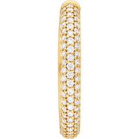 Olas d'Oro - 14K Yellow Gold 3-Row Pave Hoop Earrings with 1-1/3 Carats of Diamonds