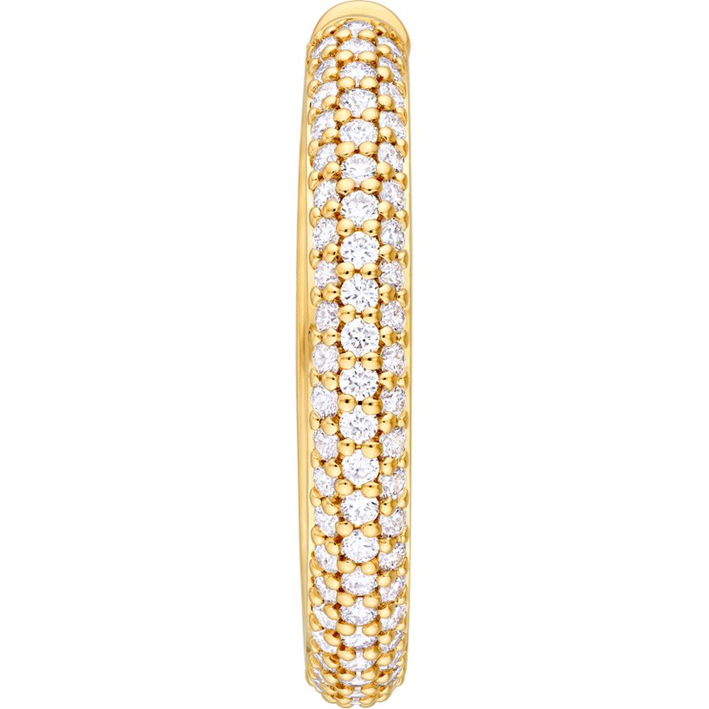 Olas d'Oro - 14K Yellow Gold 3-Row Pave Hoop Earrings with 1-1/3 Carats of Diamonds