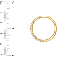 Olas d'Oro - 14K Yellow Gold 3-Row Pave Hoop Earrings with 1-1/3 Carats of Diamonds