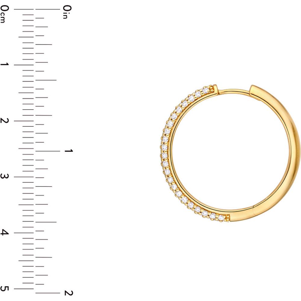 Olas d'Oro - 14K Yellow Gold 3-Row Pave Hoop Earrings with 1-1/3 Carats of Diamonds