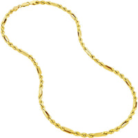 Olas d'Oro - 14K Yellow Gold 30" Diamond-Cut Hollow Figarope Milano Chain - 4mm